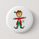 Weihnachtself-Strichmännchen-Knopf Button (Vorderseite)