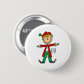 Weihnachtself-Strichmännchen-Knopf Button (Vorne & Hinten)