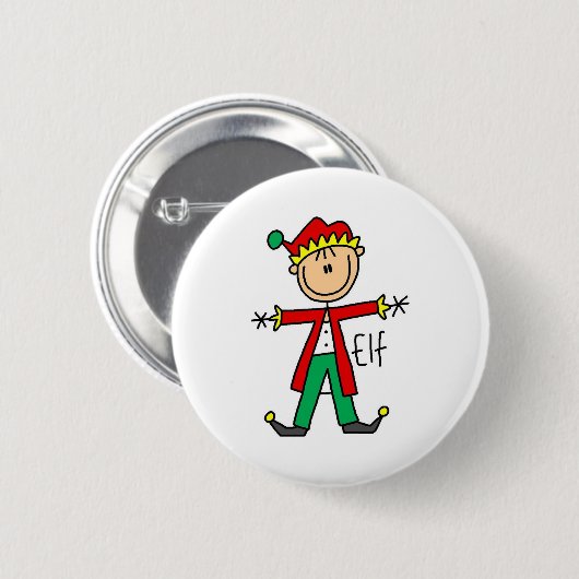 Weihnachtself-Strichmännchen-Knopf Button (Vorne & Hinten)