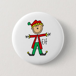 Weihnachtself-Strichmännchen-Knopf Button