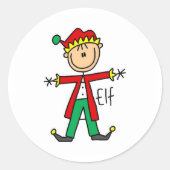 Weihnachtself-Strichmännchen-Sticker Runder Aufkleber (Vorderseite)