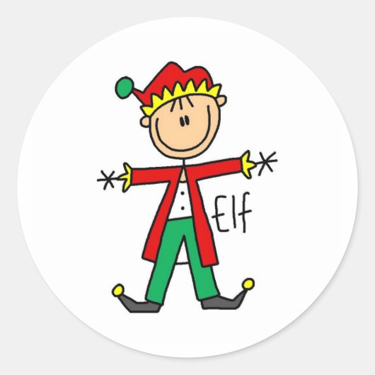 Weihnachtself-Strichmännchen-Sticker Runder Aufkleber (Vorderseite)