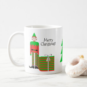 Weihnachtself-Tasse - gestreiftes Geschenk-Paket Kaffeetasse