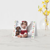 Weihnachtself und Dackel Karte (Gelbe Blume)