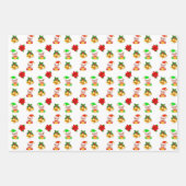 Weihnachtself und Freudenherzen auf goldenen Strei Geschenkpapier Set (Vorderseite)