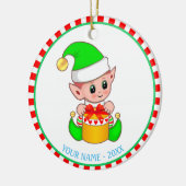 Weihnachtself und Individuelle Name Keramik Ornament (Links)