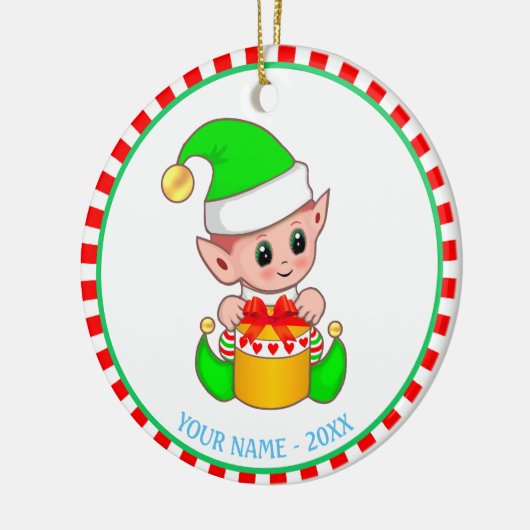 Weihnachtself und Individuelle Name Keramik Ornament (Links)