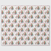 Weihnachtself und Reindee in Schneeflocken Geschenkpapier (Flach)