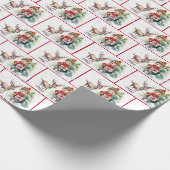 Weihnachtself und Reindee in Schneeflocken Geschenkpapier (Ecke)