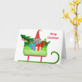 Weihnachtself und Schlitten Karte (Gelbe Blume)