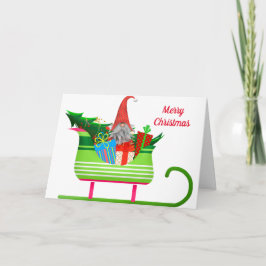 Weihnachtself und Schlitten Karte