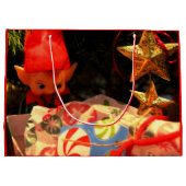 Weihnachtself unter der Weihnachtsbaumtasche Große Geschenktüte (Rückseite)