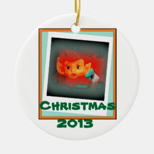 Weihnachtself-Verzierung 2013 Keramikornament