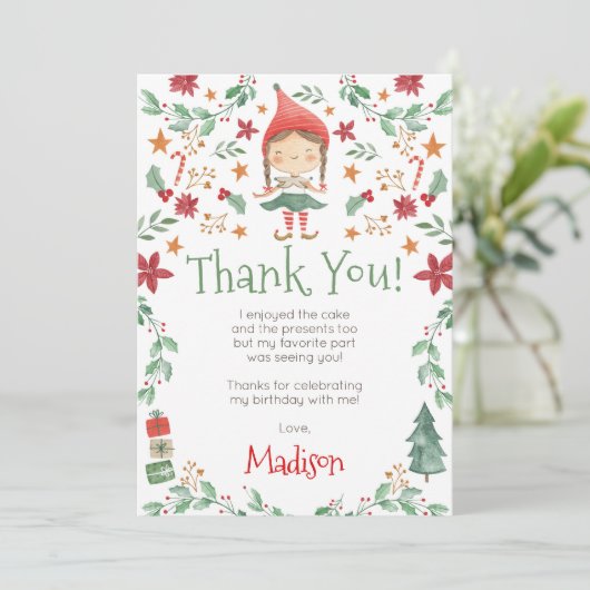 Weihnachtself Vielen Dank Karten (Stehend Vorderseite)