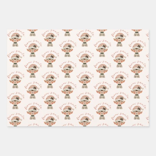 Weihnachtself vom Weihnachtsmann Geschenkpapier Set (Vorderseite)