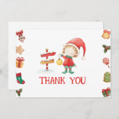 Weihnachtself Weihnachten Vielen Dank Dankeskarte (Vorne/Hinten)