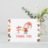 Weihnachtself Weihnachten Vielen Dank Dankeskarte (Stehend Vorderseite)