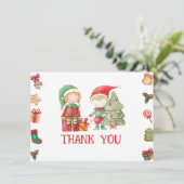 Weihnachtself Weihnachten Vielen Dank Dankeskarte (Stehend Vorderseite)