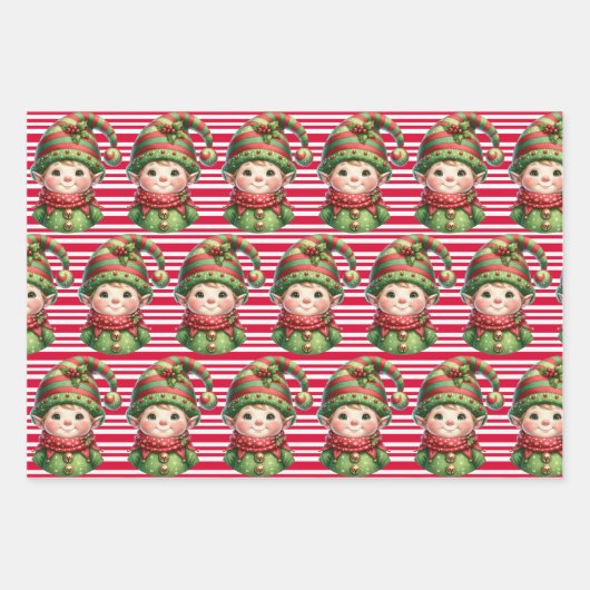 Weihnachtself - Weihnachtsmann 3 Geschenkpapier Set (Vorderseite 3)