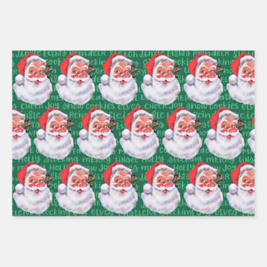 Weihnachtself - Weihnachtsmann 3 Geschenkpapier Set (Vorderseite 2)