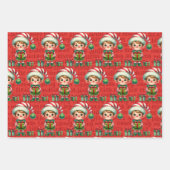 Weihnachtself - Weihnachtsmann 3 Geschenkpapier Set (Vorderseite)