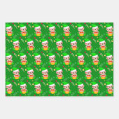 Weihnachtself, Zuckerrohr, Konfetti auf grün & rot Geschenkpapier Set (Vorderseite 2)