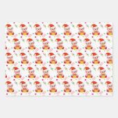 Weihnachtself, Zuckerrohr, Konfetti auf grün & rot Geschenkpapier Set (Vorderseite)