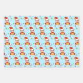 Weihnachtself, Zuckerrohr, Konfetti auf grün & rot Geschenkpapier Set (Vorderseite)