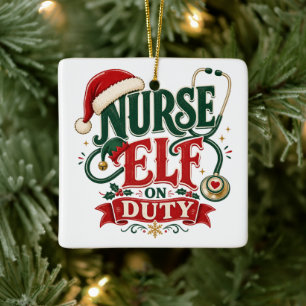 Weihnachtselfe Krankenschwester Keramikornament