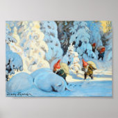 Weihnachtselfen bringen Geschenke Poster (Vorne)