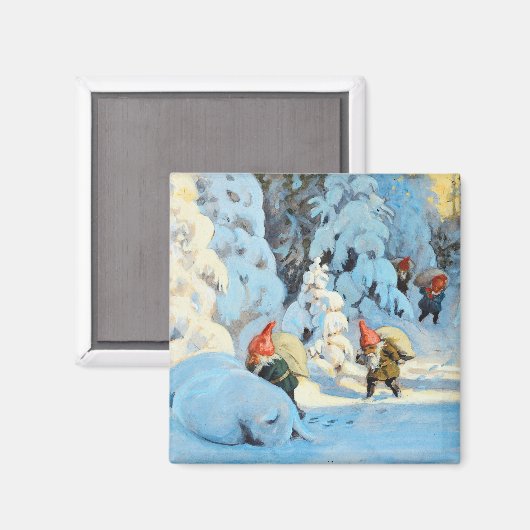 Weihnachtselfen Bringpräsenz Magnet (Vorderseite/Rückseite)