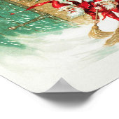 Weihnachtselfen fegen Schnee Poster (Ecke)