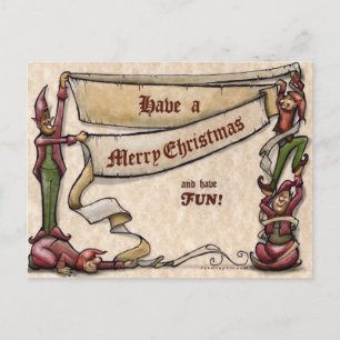 Weihnachtselfen Feiertagspostkarte