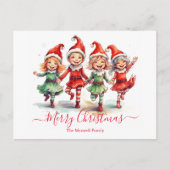 Weihnachtselfen Feiertagspostkarte (Vorderseite)
