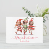 Weihnachtselfen-Foto Feiertagskarte (Stehend Vorderseite)