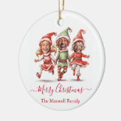 Weihnachtselfen-Foto Keramik Ornament (Links)