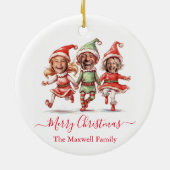 Weihnachtselfen-Foto Keramik Ornament (Hinten)