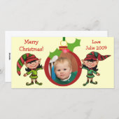Weihnachtselfen Fotokarte Feiertagskarte (Vorne/Hinten)