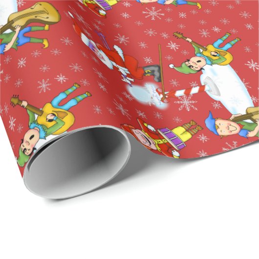 Weihnachtselfen für Musiker und Weihnachtswrapping Geschenkpapier (Rolleneckpunkt)