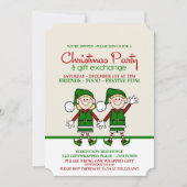 Weihnachtselfen Geschenkbörse Party Einladung (Vorderseite)