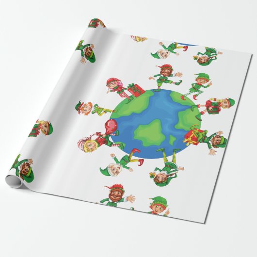 Weihnachtselfen Geschenkpapier (Ungerollt)