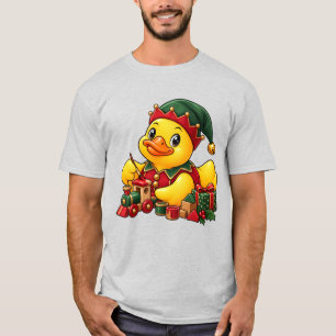 Weihnachtselfen-Gummiente Süßes Weihnachtsdesign T-Shirt