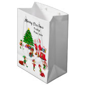 Weihnachtselfen Heiliger Individuelle Name Mittlere Geschenktüte (Vorderseite Schrägansicht)