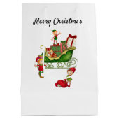 Weihnachtselfen Heiliger Individuelle Name Mittlere Geschenktüte (Rückseite)