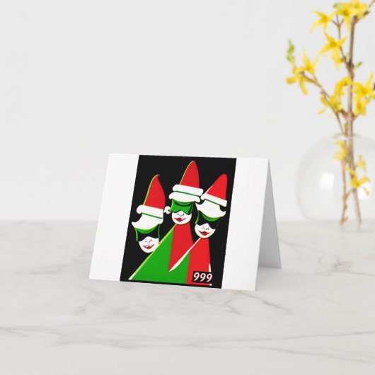 Weihnachtselfen im kitschigen Stil elf Grußkarte Karte (Gelbe Blume)