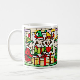 Weihnachtselfen in festgefahrenem Glas Kaffeetasse