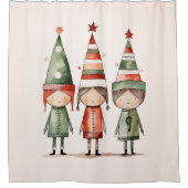 Weihnachtselfen in festlichen Hasen Duschvorhang (Vorderseite)