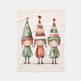 Weihnachtselfen in festlichen Hasen Fleecedecke