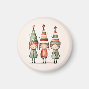 Weihnachtselfen in festlichen Hasen Magnet