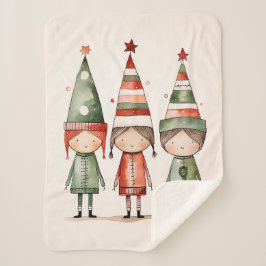 Weihnachtselfen in festlichen Hasen Sherpadecke